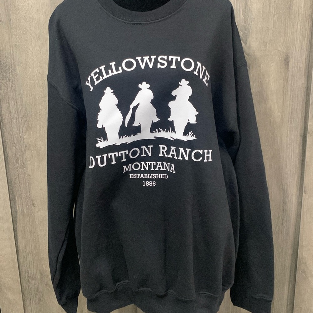 New Yellowstone Dutton Montana Ranch Black & White Sweatshirt Women's Size Large